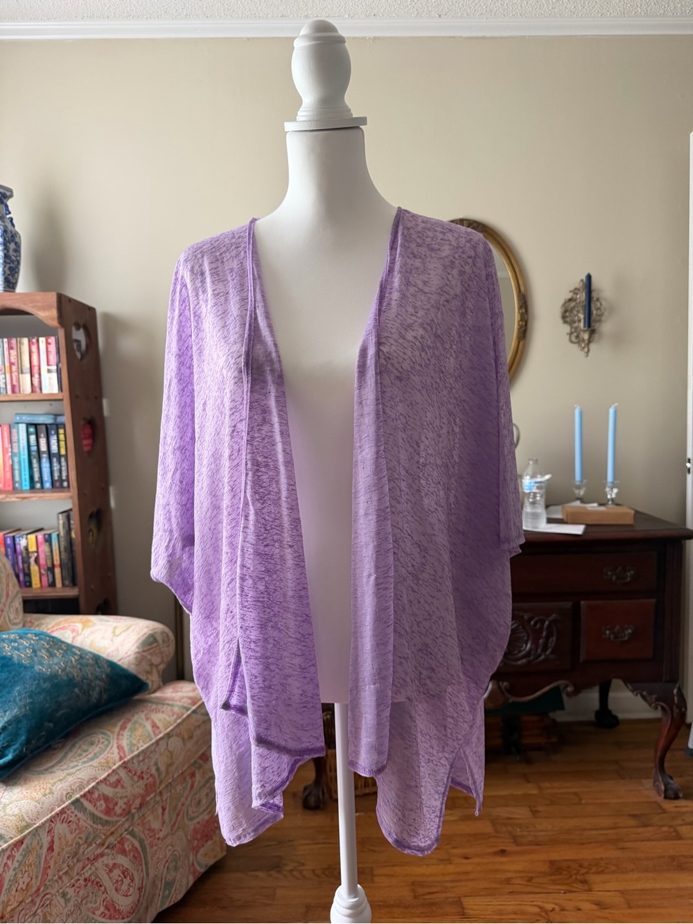 Lightweight Lavender Open Front Cardigan